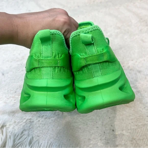 Azalea Wang Sneakers Neon Green Mesh Sock Bubble Lace Up Shoes 8 - Picture 4 of 8